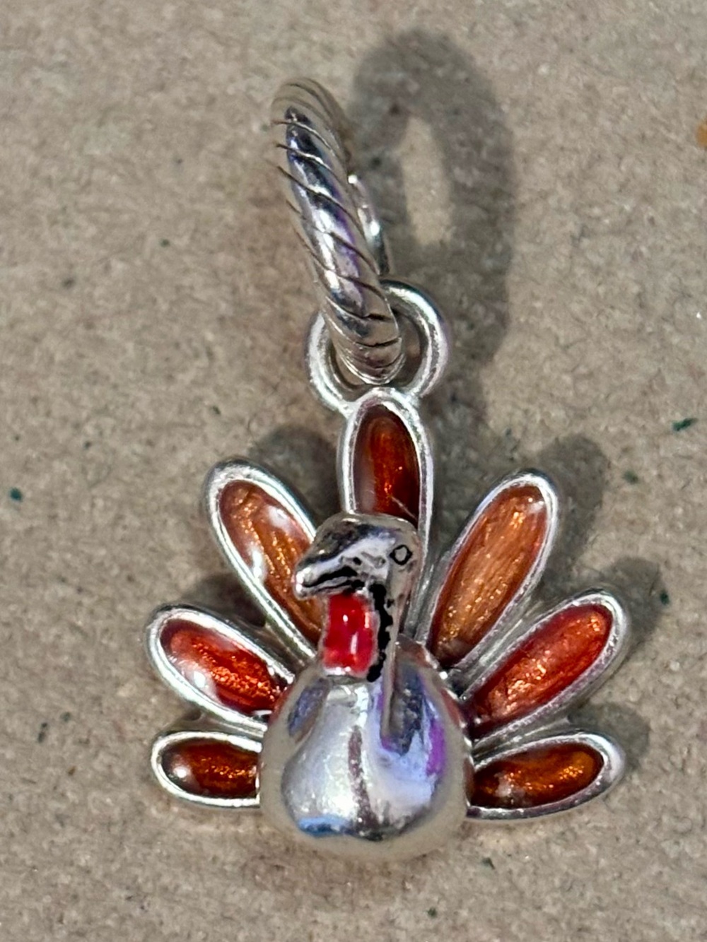 🦃Listing! 🆕 Brighton Gobble Gobble turkey charm Enameled tail in brown & orange
